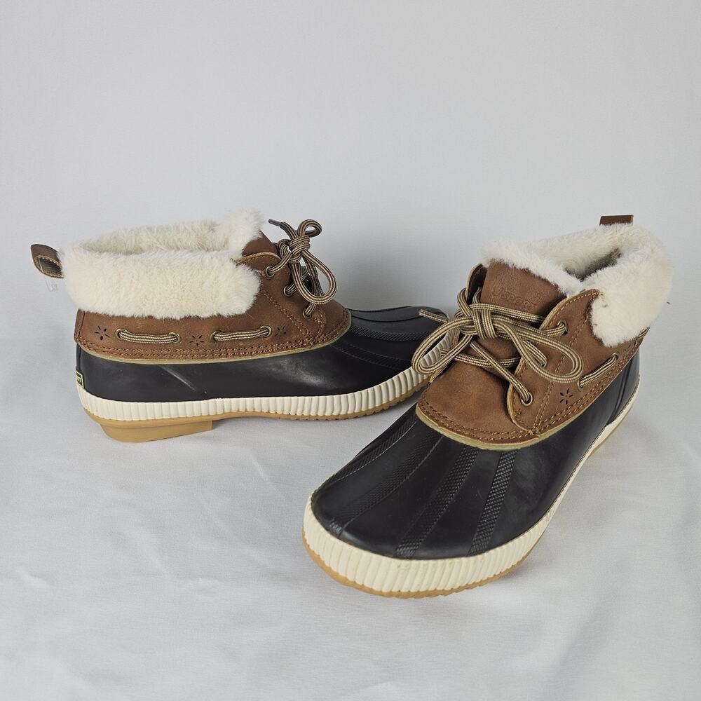 JSport by Jambu Mary Womens 10M Waterproof Duck Boots Brown Faux Fur S1MRY34